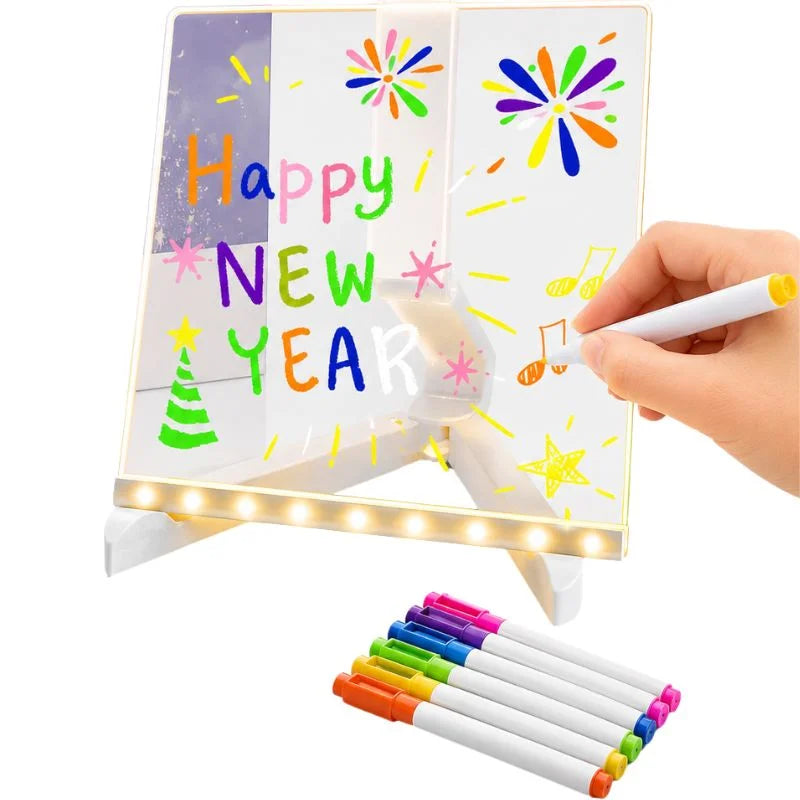 LED Writing Board for Kids | Reusable Acrylic Drawing & Message Board with Color Markers
