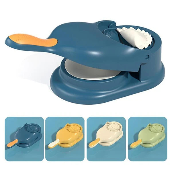 Make perfect dumplings, pierogi & empanadas in seconds with this manual dumpling maker mold. Built-in cutter, easy grip, dishwasher-safe.