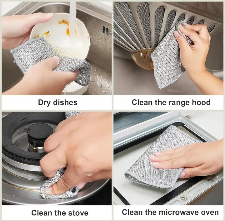 Wire Dishwashing Cloth Set – Stainless Steel Mesh Scrubber Cloths for Pots, Pans & Dishes | Reusable Scouring Pad Cloth
