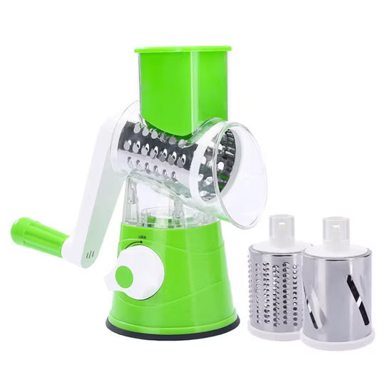 Tabletop Drum Grater – Rotary Cheese & Vegetable Grater with 3 Interchangeable Drums | Manual Kitchen Grater