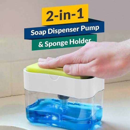 2-in-1 soap dispenser pump & sponge holder keeps your sink tidy. One-touch pump, large soap capacity, sleek countertop design