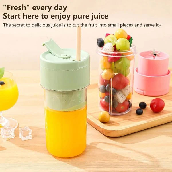 Portable Juice Cup Blender – Mini Fruit Blender with Straw for Fresh Smoothies & Juice | USB Rechargeable Travel Juicer Cup