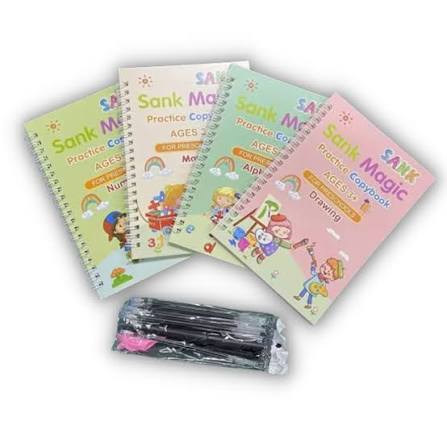 Reusable Magic Practice Workbook for Kids | 4 Books with Pen, Grip & 10 Refills