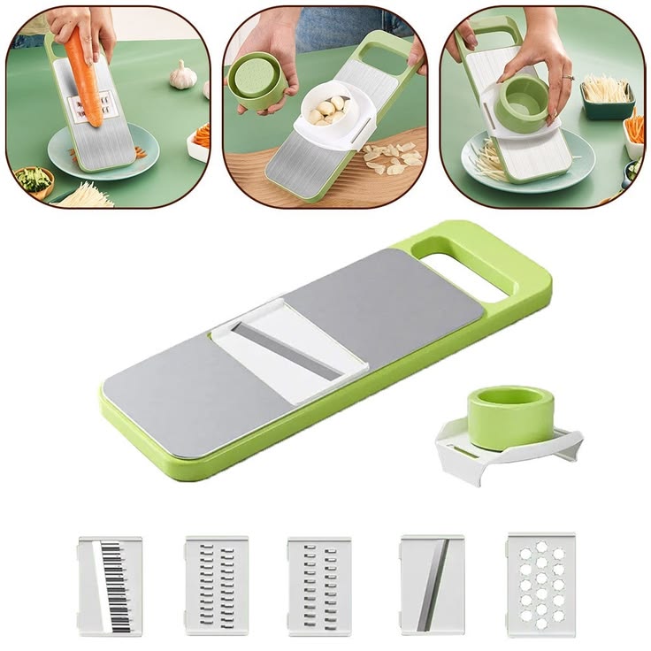Multifunctional Mandoline Vegetable Slicer – 5-in-1 Stainless Steel Grater with Interchangeable Blades for Slicing, Julienne & Shredding