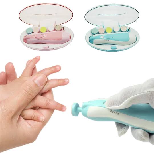 Premium 6-in-1 Electric Baby Nail Trimmer Set | Safe Infant Nail Filer & Manicure Pedicure Kit with LED Light & Storage Case | Cell Operated | Random Color
