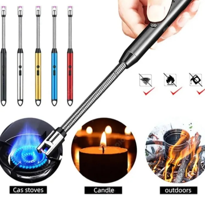 USB Rechargeable Electric Lighter – Flameless Arc Lighter with Flexible Neck for Candles, Gas Stoves & Outdoors | Windproof Lighter