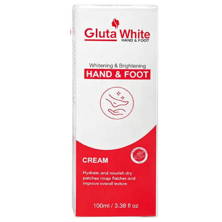Gluta White Hand & Foot Cream – Whitening & Brightening Cream for Dry, Rough Skin | Hydrates & Softens, 100ml