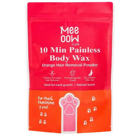 Orange Wax Powder – 10 Min Painless Body Hair Removal Wax for Silky Smooth Skin | Single Pack Hard Wax Beans