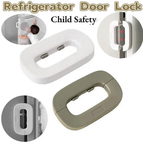 Keep kids safe with this easy-install child safety lock for refrigerators, cabinets & freezers. No drilling needed, strong adhesive, secure latch.