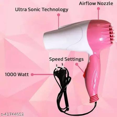 Foldable Hair Dryer 1000W – Ultra Sonic Hair Dryer with Airflow Nozzle & Speed Settings | Compact Travel Hair Dryer