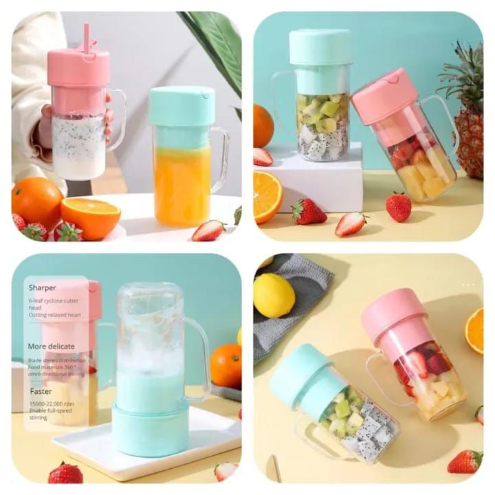 Portable Juice Cup Blender – Mini Fruit Blender with Straw for Fresh Smoothies & Juice | USB Rechargeable Travel Juicer Cup