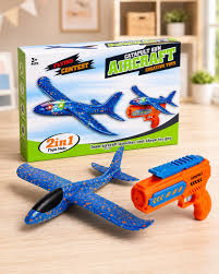 Catapult Gun Aircraft Toy for Kids | Foam Airplane Launcher Glider Flying Toy 2-in-1