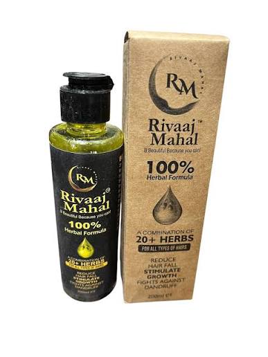 Rivaaj Mahal Herbal Hair Oil – 20+ Herbs Blend to Reduce Hair Fall, Stimulate Growth & Fight Dandruff | 100% Herbal