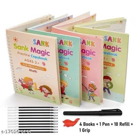 Reusable Magic Practice Workbook for Kids | 4 Books with Pen, Grip & 10 Refills