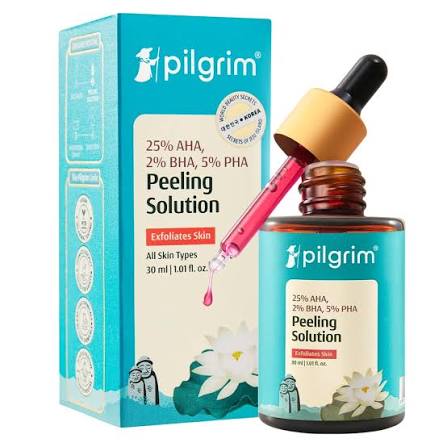 Pilgrim Peeling Solution – 25% AHA 2% BHA 5% PHA Exfoliating Serum for Tan Removal & Smooth Skin | All Skin Types