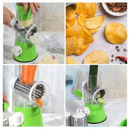 Tabletop Drum Grater – Rotary Cheese & Vegetable Grater with 3 Interchangeable Drums | Manual Kitchen Grater