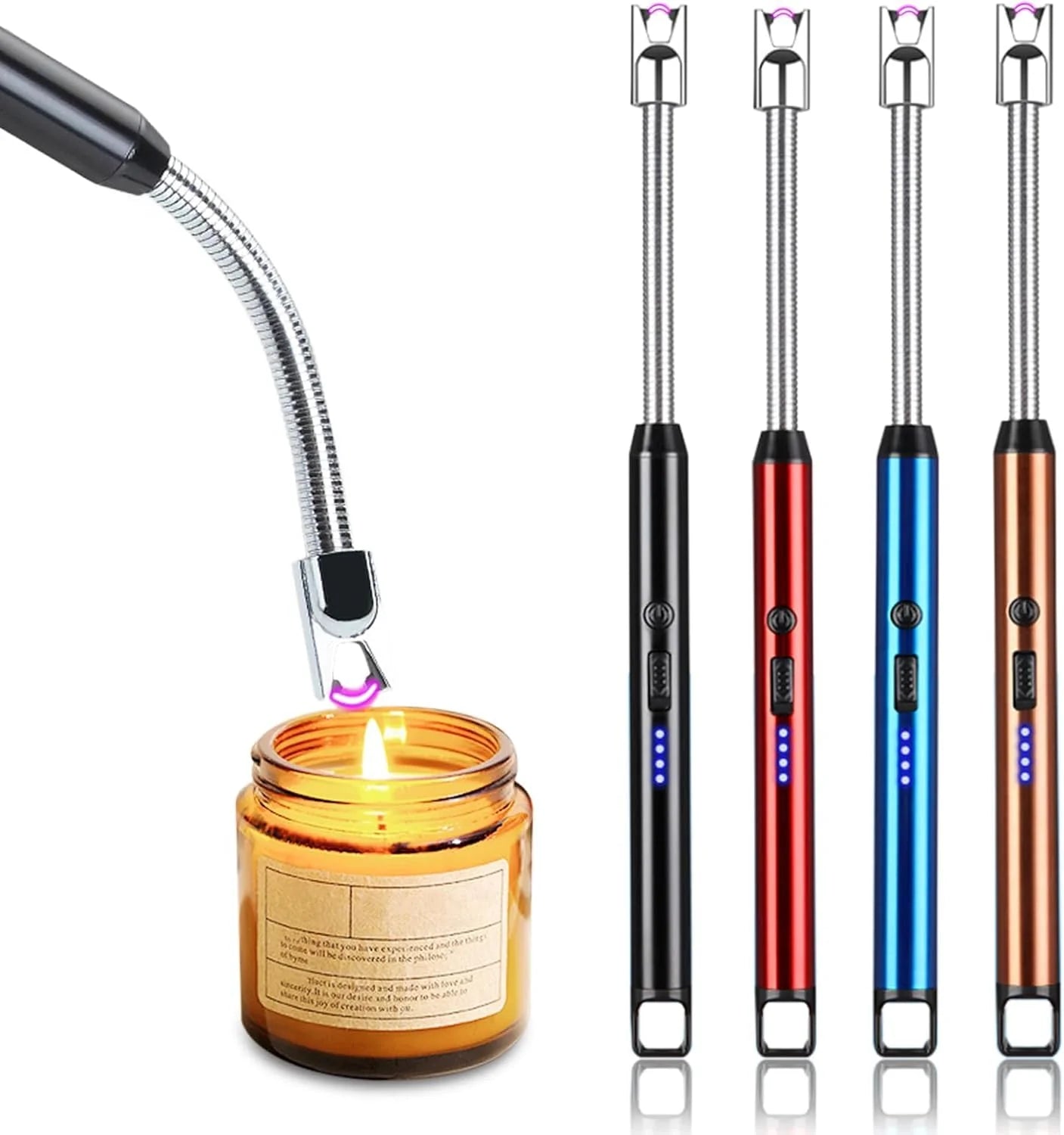 USB Rechargeable Electric Lighter – Flameless Arc Lighter with Flexible Neck for Candles, Gas Stoves & Outdoors | Windproof Lighter