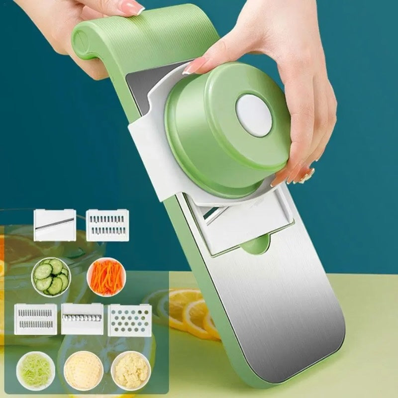 Multifunctional Mandoline Vegetable Slicer – 5-in-1 Stainless Steel Grater with Interchangeable Blades for Slicing, Julienne & Shredding