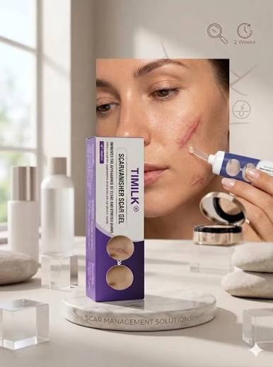TIMILK ScarVanisher Gel fades old & new scars and stretch marks. Gentle, non-greasy formula for smoother, clearer skin with daily use
