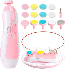 Premium 6-in-1 Electric Baby Nail Trimmer Set | Safe Infant Nail Filer & Manicure Pedicure Kit with LED Light & Storage Case | Cell Operated | Random Color