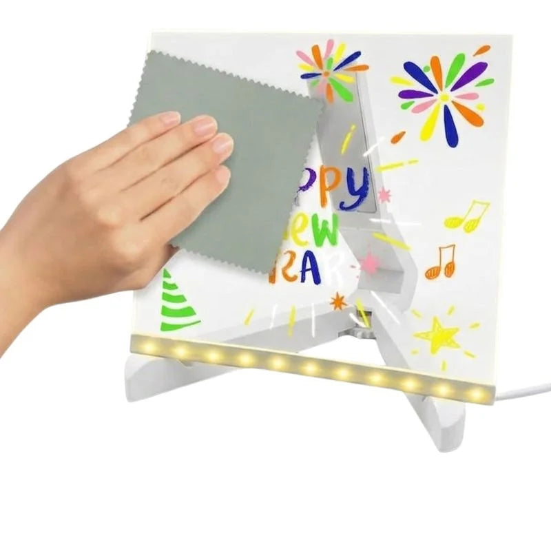 LED Writing Board for Kids | Reusable Acrylic Drawing & Message Board with Color Markers