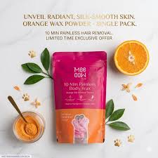 Orange Wax Powder – 10 Min Painless Body Hair Removal Wax for Silky Smooth Skin | Single Pack Hard Wax Beans