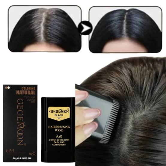 Gegemoon Hairdressing Wand – Instant Root Touch Up Comb for Gray Hair Coverage | 2-in-1 Hair Color Stick, Black