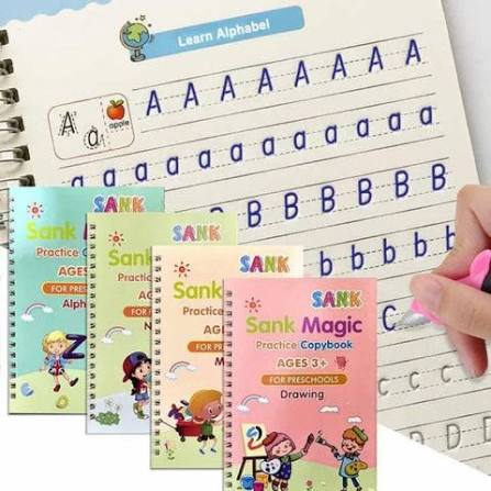 Reusable Magic Practice Workbook for Kids | 4 Books with Pen, Grip & 10 Refills