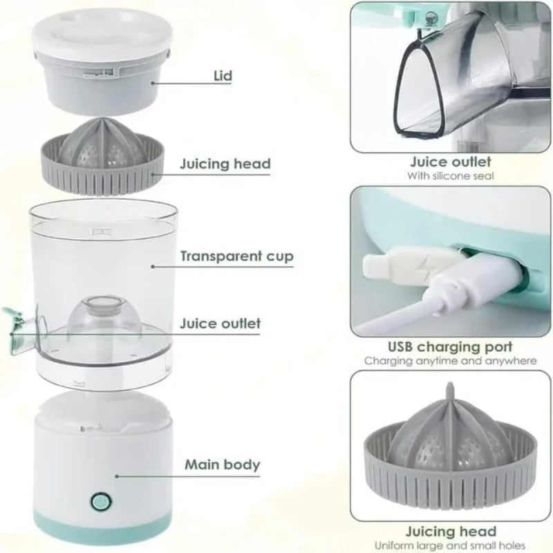 Portable Electric Citrus Juicer – USB Rechargeable Orange Juicer for Home, Travel & Office | Wireless Fruit Juice Maker