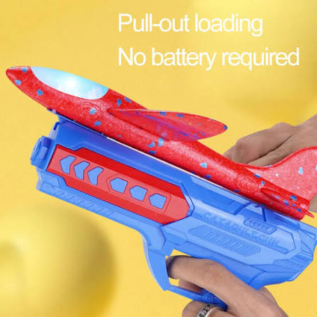 Catapult Gun Aircraft Toy for Kids | Foam Airplane Launcher Glider Flying Toy 2-in-1