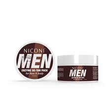 NICONI Men Enzyme De-Tan Pack – Tan Removal Face & Body Cream for Instant Brightening | De-Tan Scrub Mask for Men