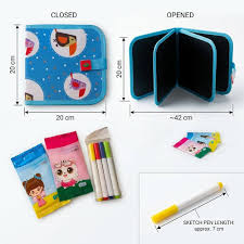 Erasable Doodle Drawing Book for Kids | Reusable Waterproof Activity Book with 3 Pens & 3 Wipes | Random Designs