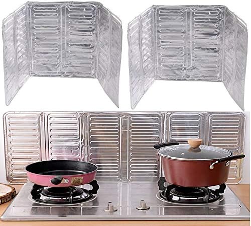 Kitchen Oil Splash Guard – Foldable Aluminum Foil Stove Baffle, Heat Insulation Oil-Proof Splatter Screen for Gas Stove Cooking