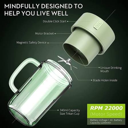 Portable Juice Cup Blender – Mini Fruit Blender with Straw for Fresh Smoothies & Juice | USB Rechargeable Travel Juicer Cup