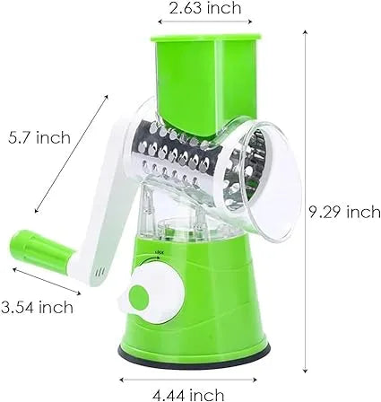 Tabletop Drum Grater – Rotary Cheese & Vegetable Grater with 3 Interchangeable Drums | Manual Kitchen Grater
