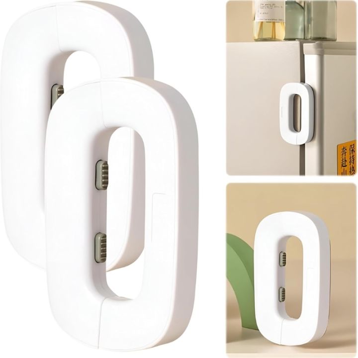 Keep kids safe with this easy-install child safety lock for refrigerators, cabinets & freezers. No drilling needed, strong adhesive, secure latch.