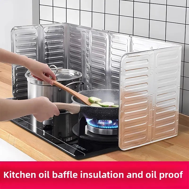 Kitchen Oil Splash Guard – Foldable Aluminum Foil Stove Baffle, Heat Insulation Oil-Proof Splatter Screen for Gas Stove Cooking