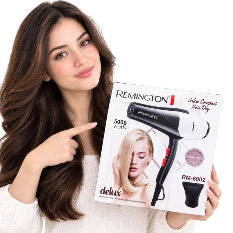 Remington RM-6002 Salon Compact Hair Dryer – Powerful Professional Hair Dryer with Concentrator Nozzle | Delux Series