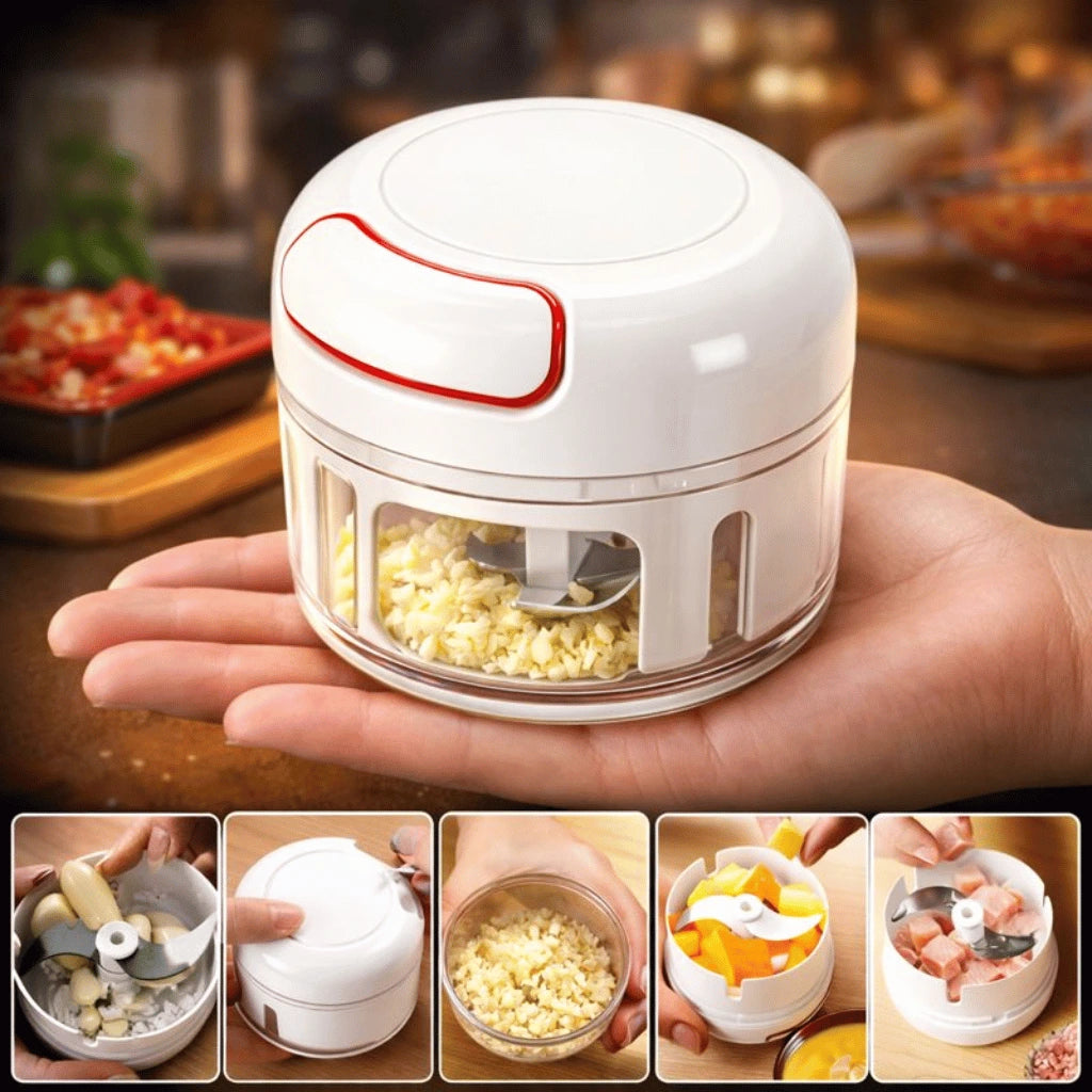 Manual Food Chopper – Pull Cord Vegetable & Meat Mincer for Garlic, Onion, Chili & Nuts | Hand-Powered Kitchen Chopper