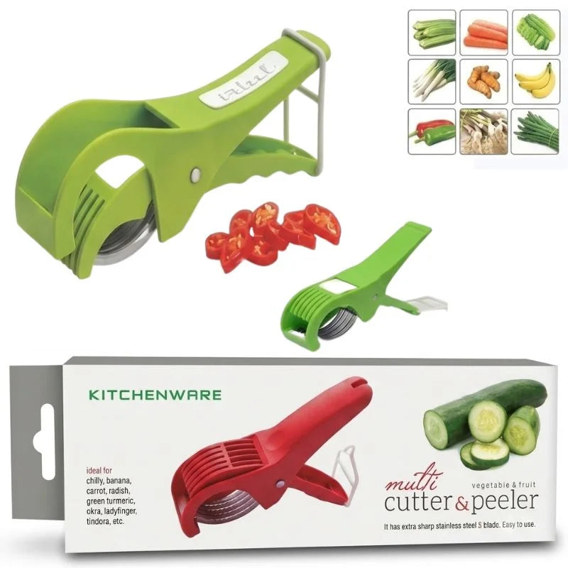 Multi Vegetable Cutter & Peeler – 5 Blade Stainless Steel Slicer for Chilly, Banana, Carrot, Radish & More