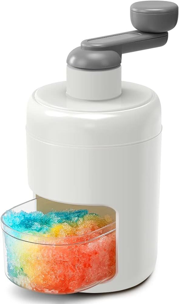 Make shaved ice, snow cones & slushies at home with this manual hand crank ice shaver. No electricity needed—portable, easy to use, great for kids & parties.